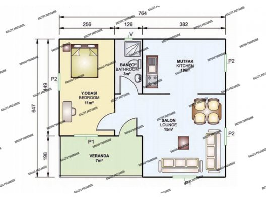 69 m2 prefabrik modelimiz - Ballife Prefabrik