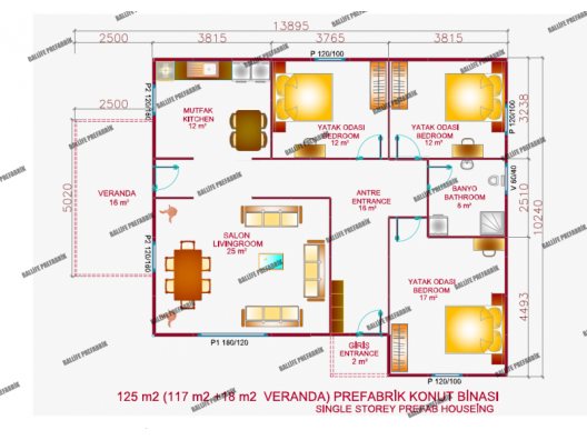 69 m2 prefabrik modelimiz - Ballife Prefabrik